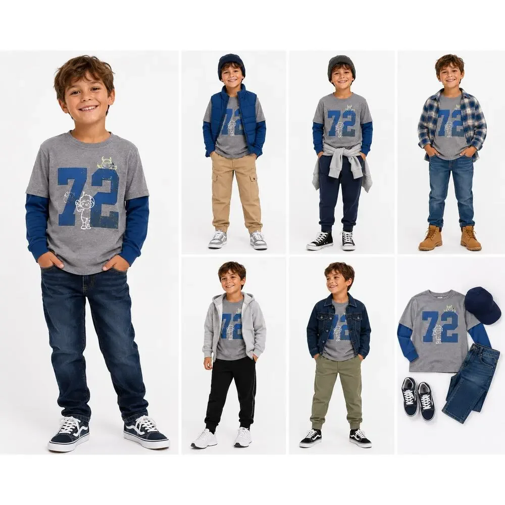 365 Kids from Garanimals Boys Graphic Long Sleeve Layered Tee Shirt Size 6